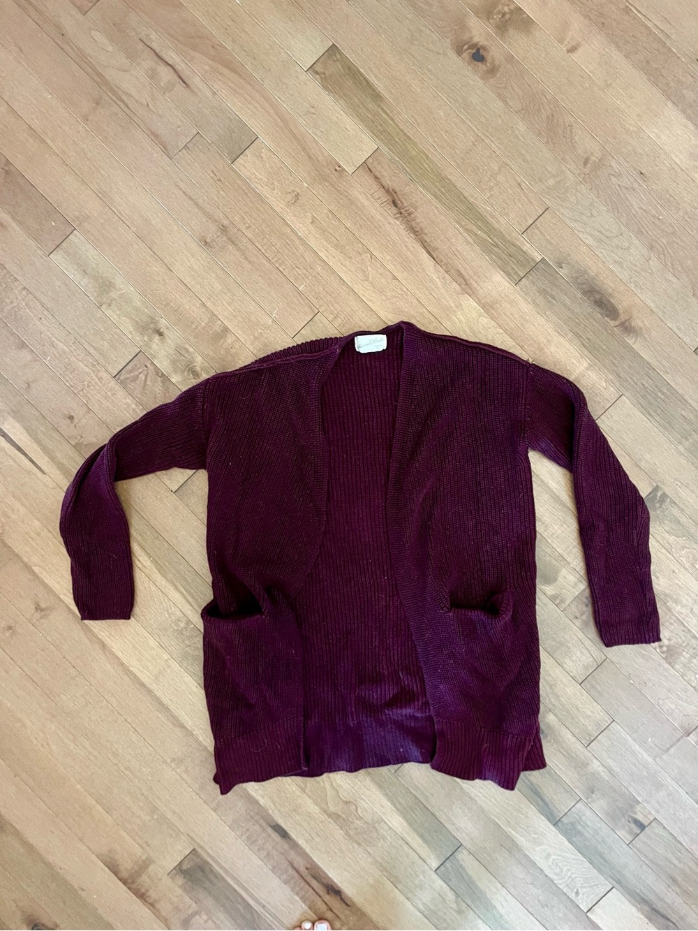 Universal Thread Open-Front Ribbed Cardigan Sweater - Burgundy